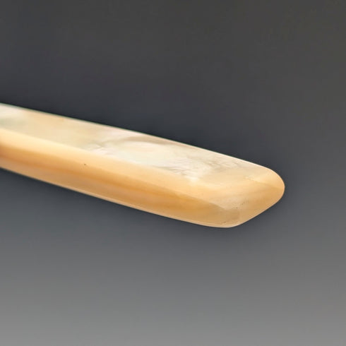 1904 年英國古董白色珍珠手柄純銀刀片 2 對甜點餐具 William Hutton